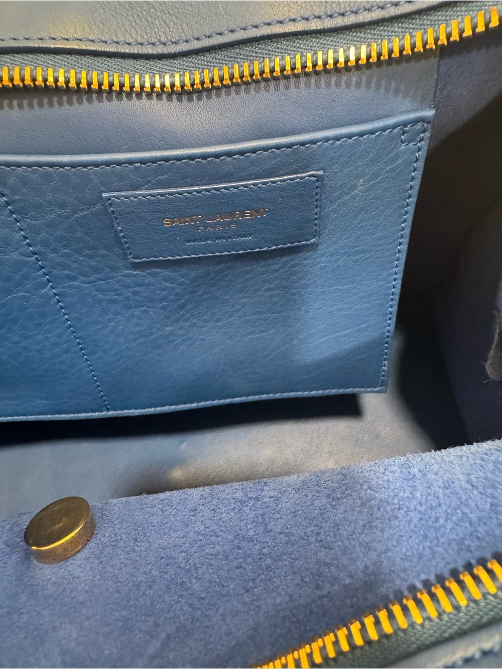 Saint Laurent Monogram Cabas small Blue lambskin Leather - Picture 9 of 9